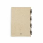 A beige spiral-bound notebook with a plain cover.
