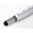 Close-up of a retractable measuring tool with a slider on a white background.