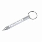 Silver pen keychain with a ruler body.