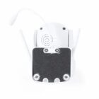 White security camera with antennas, viewed from the back.
