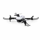 White and black quadcopter drone with a camera, isolated on a white background.