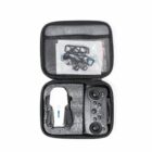 Drone and controller neatly packed in a black carrying case.