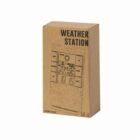A weather station box with sketched contents displayed on the front.