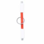 Red USB cable with silver keyring, connectors at each end, on a white background.