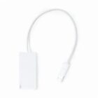 White Lightning-to-Ethernet adapter on a white background.