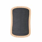 Rectangular, wooden foot scrubber with a black textured surface, viewed from above.