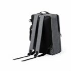 Gray backpack with dual adjustable straps, displayed on a blank background.