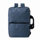 Blue rectangular backpack with black zipper and side handle.