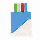 Four colorful cutting boards in a white stand, each with a food icon.