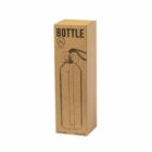 Cardboard packaging for an aluminum bottle with illustration and black text on the front.