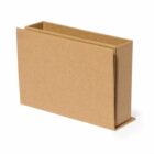 Brown, rectangular, cardboard gift box with a removable lid.