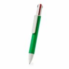 Green multi-color retractable pen with white accents.