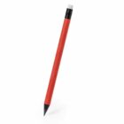 Red pencil with a black tip and white eraser on a white background.