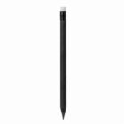 A black pencil with an eraser on a white background.