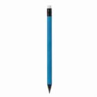 Blue pencil with a black point and a white eraser at the end.