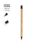 Cork pencil with black tip and eraser, labeled Natural Cork Eternal Writing.