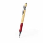A yellow and red pen with a stylus tip on a white background.