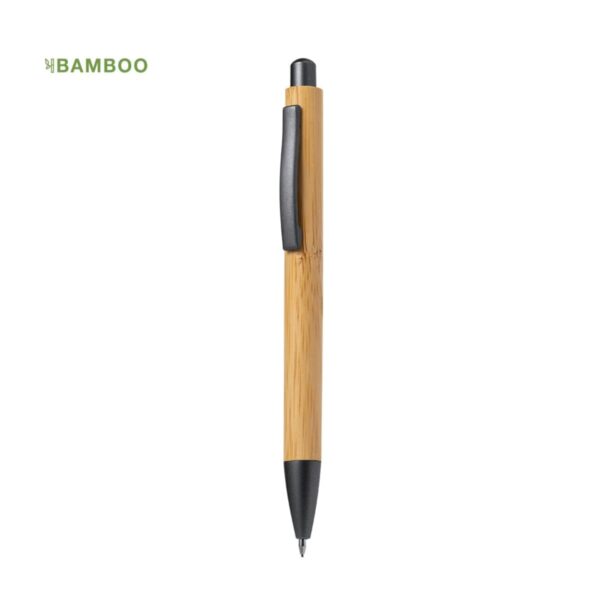 Bamboo pen with black clip and tip, labeled Bamboo in green text.