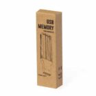 Brown cardboard box for USB memory, labeled USB MEMORY BAMBOO, with line drawing of a USB drive.