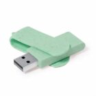 Mint green USB flash drive with a swivel cover, isolated on a white background.