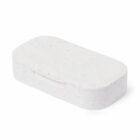 Rectangular white eraser with rounded edges on a white background.
