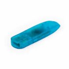 Blue plastic cap for a writing instrument on a white background.