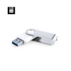 Silver USB 3.0 flash drive with swivel cover on a white background.
