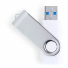 White USB flash drive with a swivel metal cover.