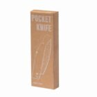 Brown box with Pocket Knife text and outline of a knife.