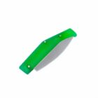 Green plastic handle with blade-like edge, used for slicing or cutting.