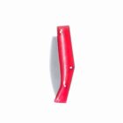 Red-handle climbing hold mounted on a white wall.