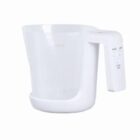 White digital measuring cup with display on handle, isolated on a white background.
