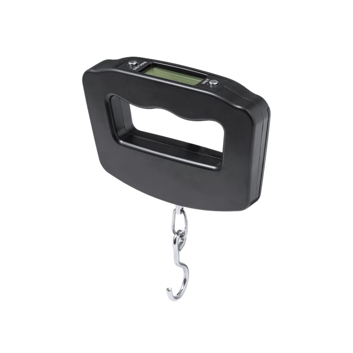 Portable digital luggage scale with a hook and a handle.
