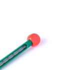 A green thermometer with a red cap against a white background.