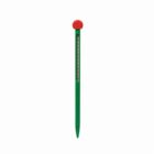 Green soil moisture meter with a red cap on a white background.