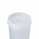 Clear container with a perforated lid for draining.