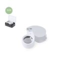 Silver 30X magnifying loupe with case, displayed on a white background.