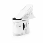 White clip-on 60x smartphone microscope with lens and attachment clip.