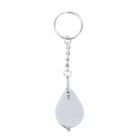 Silver keychain bottle opener with a teardrop shape and X8 engraved.