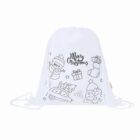 White drawstring bag with Christmas-themed line drawings and Merry Christmas text.