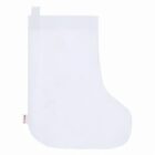 White, sock-shaped plastic bag with a small rectangular tab at the top left corner.