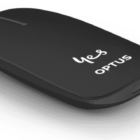 Black Optus Wi-Fi router with a Yes Optus logo on top.
