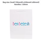 White bag with Ben Betesh in blue and pink text, alongside product dimensions above.