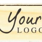 Wooden box with the text Your Logo in black, written on the side.
