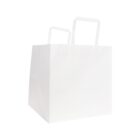 White paper bag with handles against a plain background.