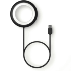 Black USB ring light with attached cable on a white background.