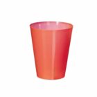 A red plastic cup on a white background.