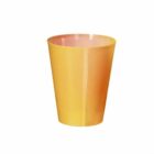 A yellow plastic cup on a white background.