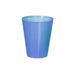A blue plastic cup on a white background.