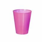 A pink plastic cup on a white background.